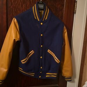 Vintage 1970s Kaye Bros award Jacket. Wool and leather